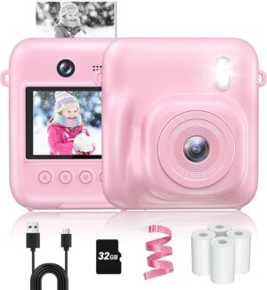 Kids Camera Instant Print, Selfie Digital Camera for Kids Christmas Birthday Gifts